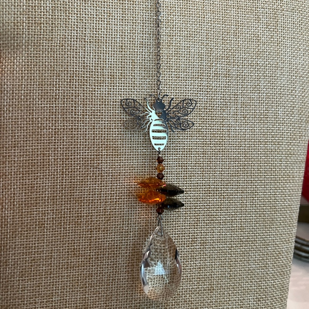 Bee Crystal Fantasy Rainbow Maker with hook hanger 10” sun catcher
